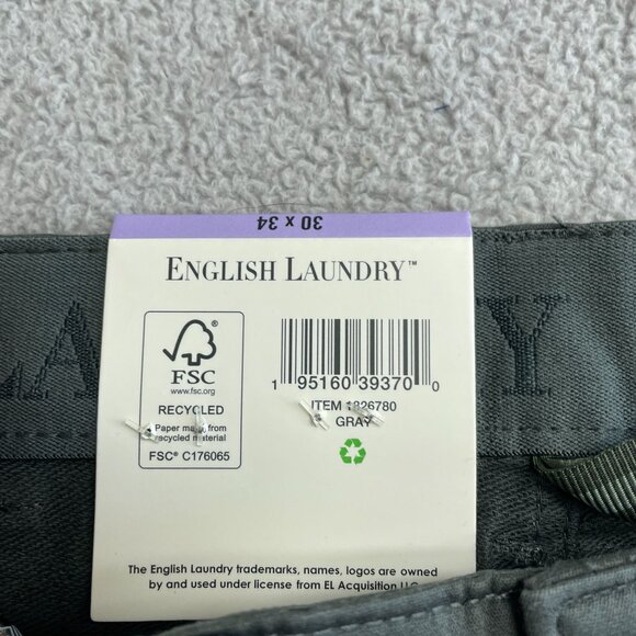 NEW English Laundry Mens Straight Fit 5 pockets Pants 30x34 Gray - Picture 4 of 8
